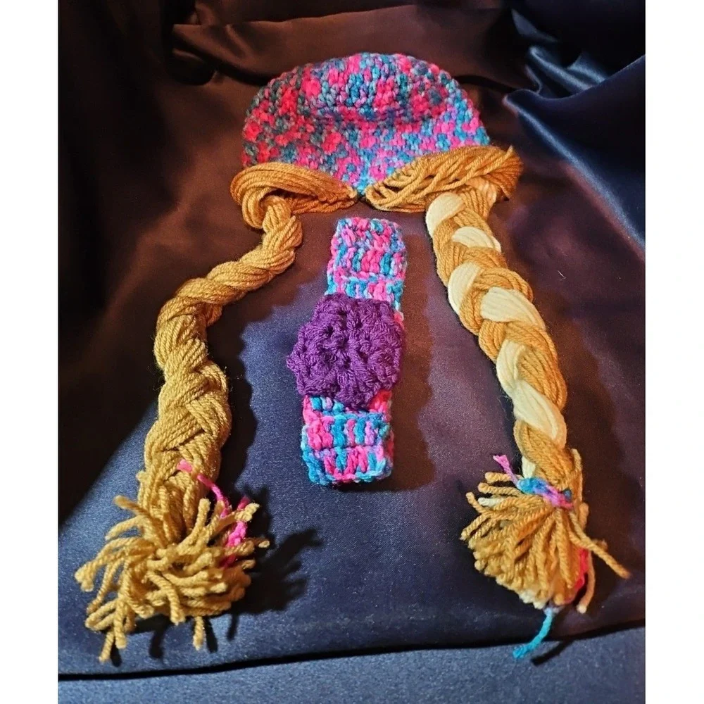 Anna From Frozen Knitted Hat With Long Braids And A Headband